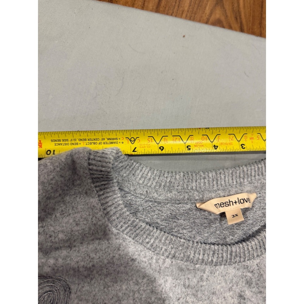 Coquette Womens mesh+love Embroidered Sweatshirt 3X Grey - Picture 6 of 6